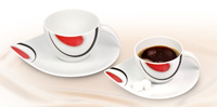 Rotberg Porcelain fekete-piros dekorált csésze