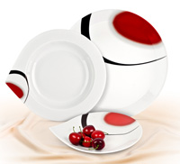 Rotberg Porcelain fekete-piros dekorált tányérok